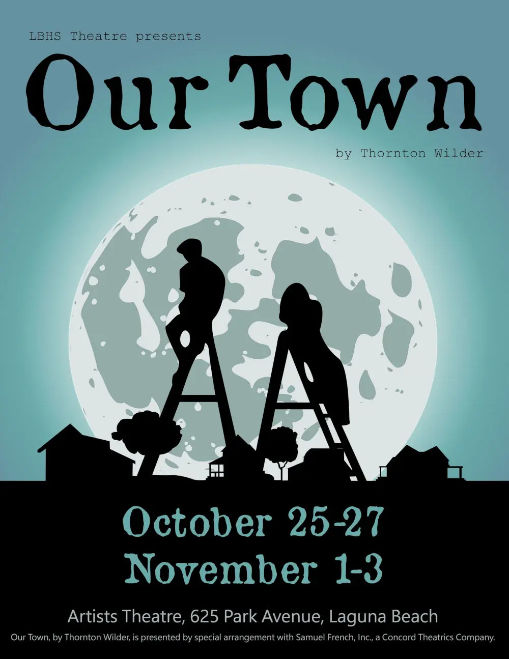 Flyer for Our Town (2020) at Laguna Beach Artists' Theatre.